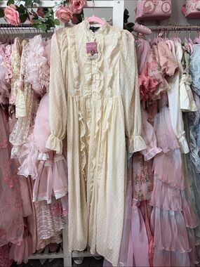 Sister Jane Cream Ruffle Swiss Dot Maxi Dress